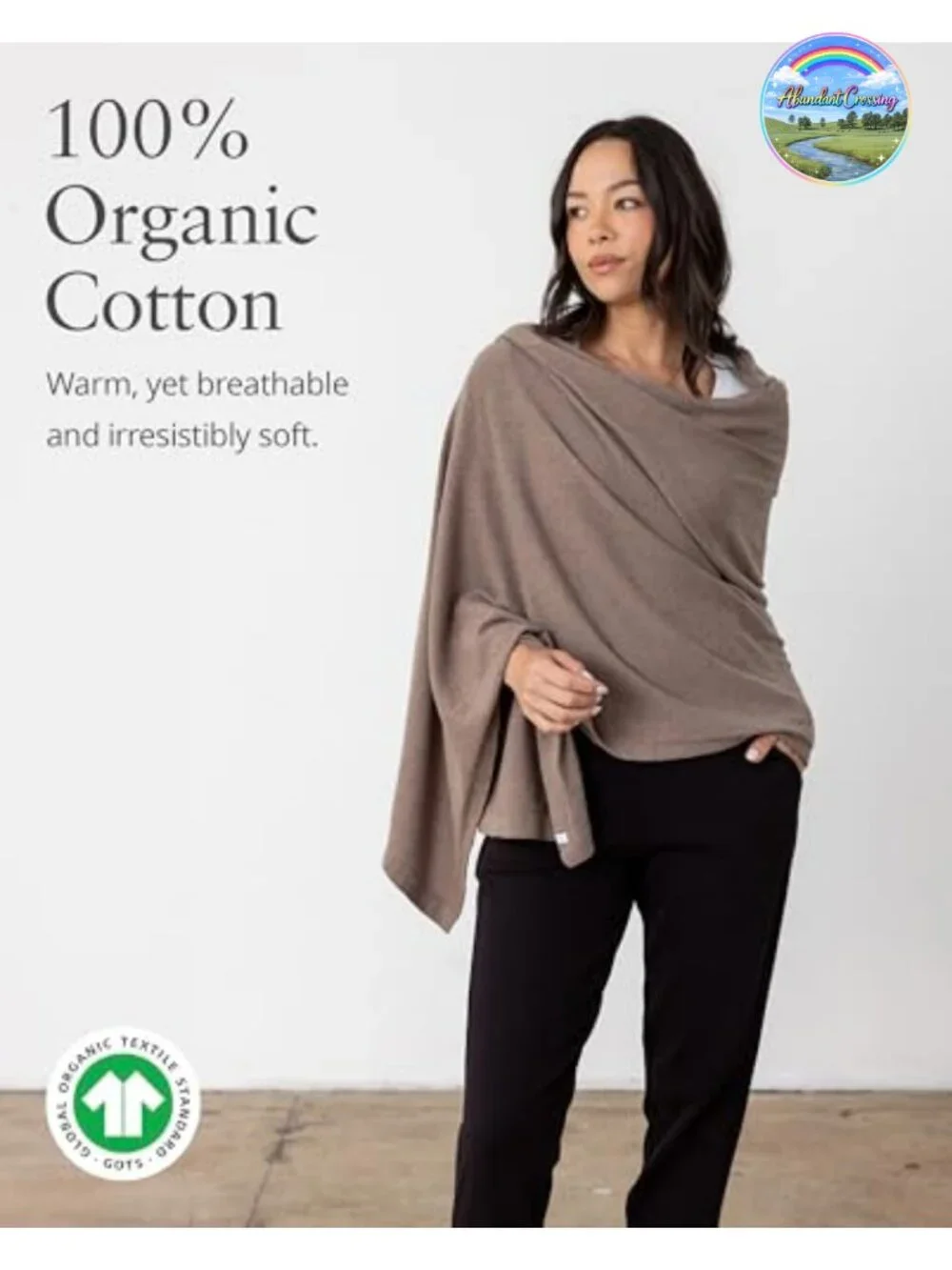 Organic Cotton Travel Scarf Wrap Shawl Women Lightweight Machine Washable